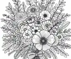 Dibujo de Ramo de flores preciosas para colorear