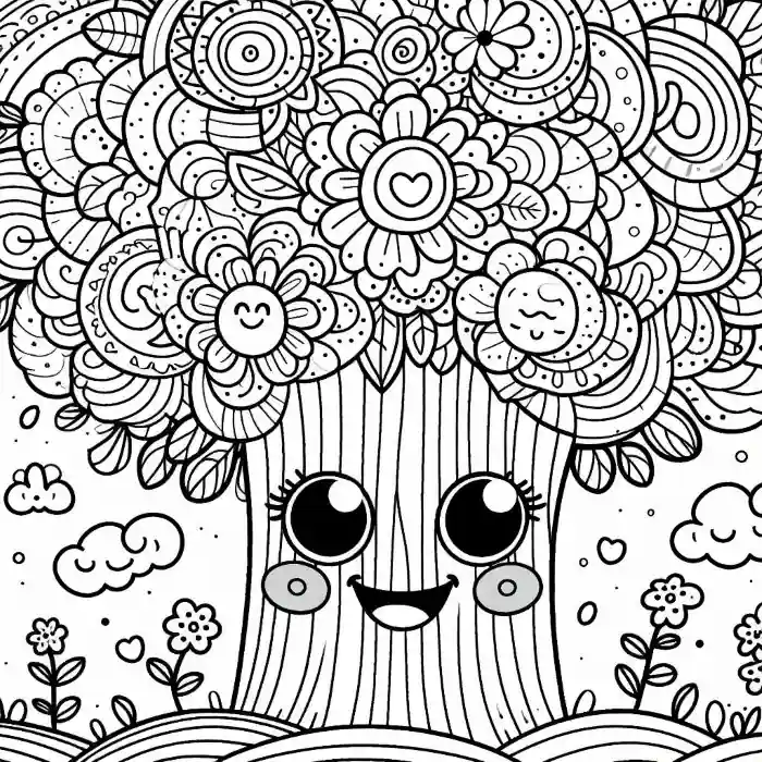 Dibujo de arbolito feliz para colorear