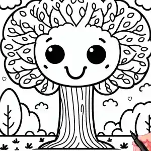 Dibujo árbol infantil para colorear