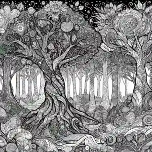 Dibujo de bosque fantasía para colorear