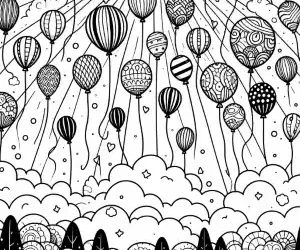 Imagen de cielo lleno de globos para pintar