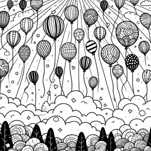 Imagen de cielo lleno de globos para pintar