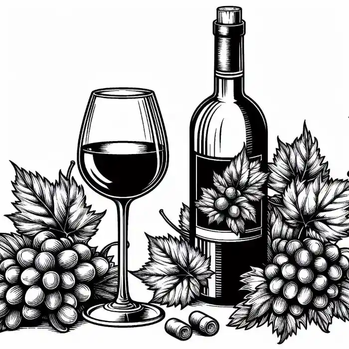 Dibujo de botella de vino para colorear