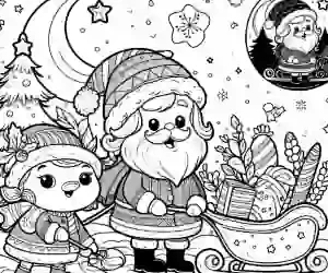 Santa Claus with gifts coloring page