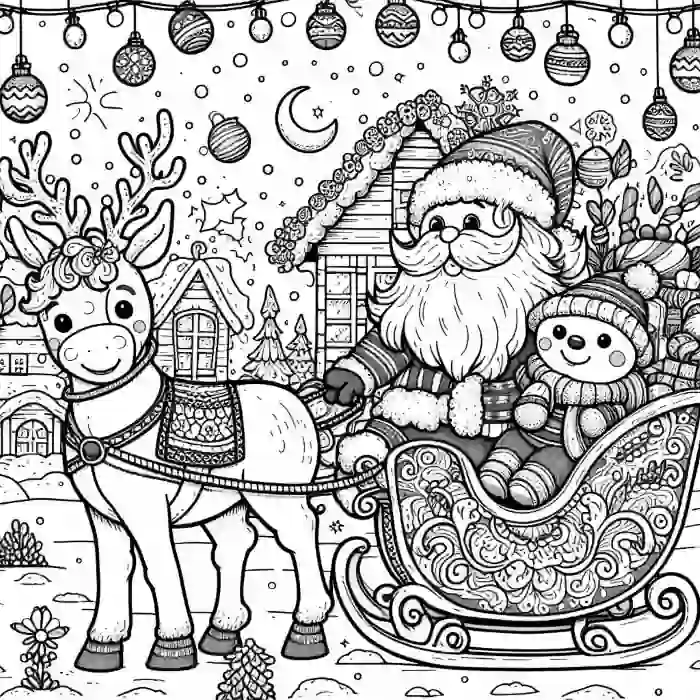 Dibujo de Trineo Papá Noel para colorear