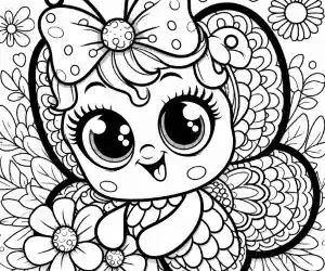 Butterfly with bow coloring page