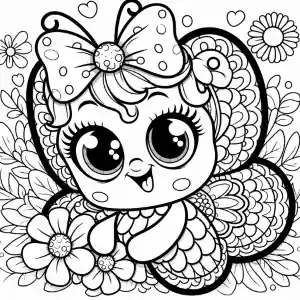 Butterfly with bow coloring page
