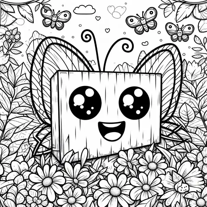 Square butterfly coloring page