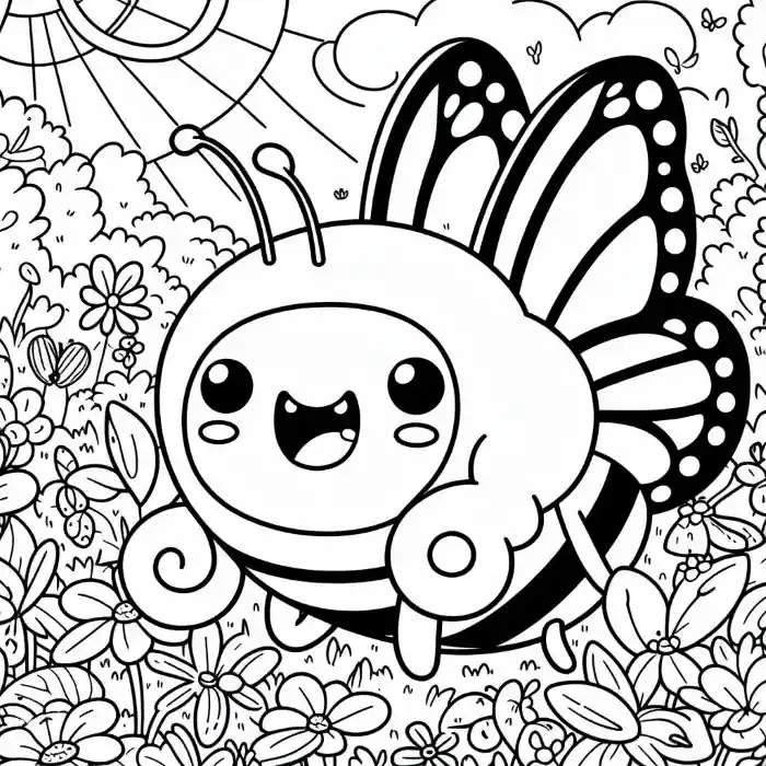 Chubby butterfly coloring page