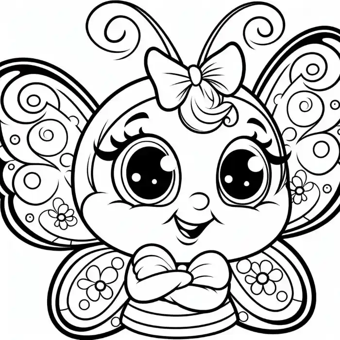 Dibujo de niña mariposa para colorear