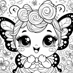 Coloring page of girl dressed as a butterfly