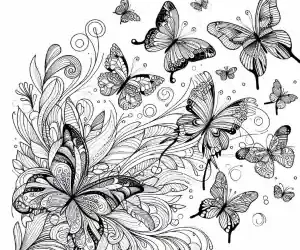Flying butterflies coloring page