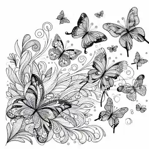 Flying butterflies coloring page