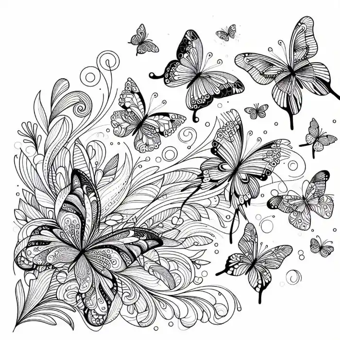 Dibujo de mariposas volando para colorear