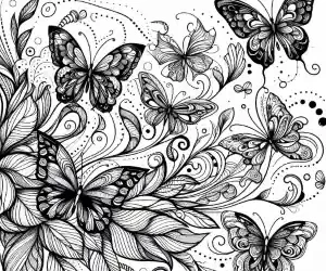 Drawing aesthetic butterflies to color