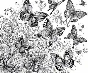 I draw many butterflies to color