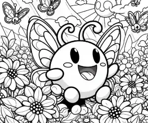 Butterfly in the field coloring page