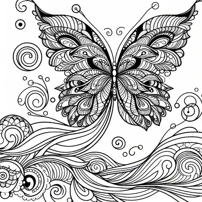 Dibujo mariposa de fantasía para colorear