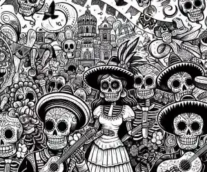 Coloring page of festivals of the dead