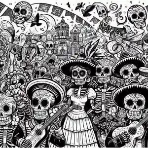 Coloring page of festivals of the dead