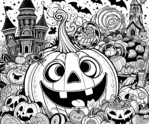 Animated halloween pumpkin coloring page