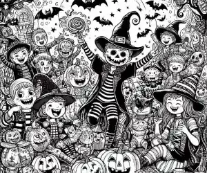 Halloween celebration coloring page