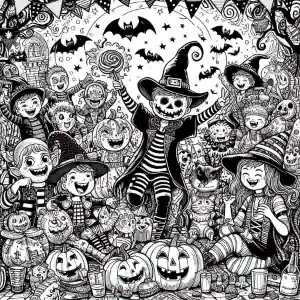 Halloween celebration coloring page