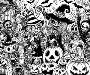 Witch costume coloring page