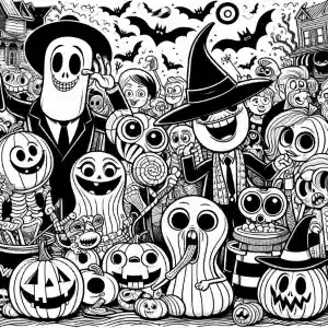 Halloween monsters coloring page