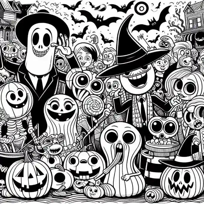 Dibujo de monstruos en Halloween para colorear