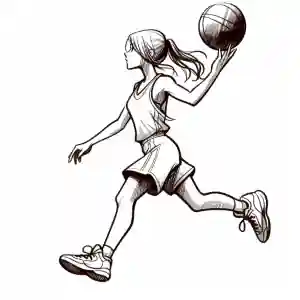 Girl with basketball coloring page