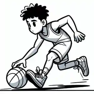 Coloring page of a boy bouncing the ball
