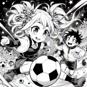 Manga drawing about soccer to color