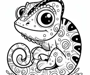 Chameleon sitting coloring page