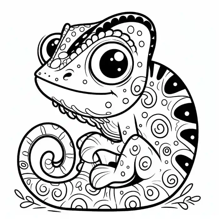 Dibujo de camaleón sentado para colorear