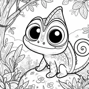 Coloring page of a nice chameleon
