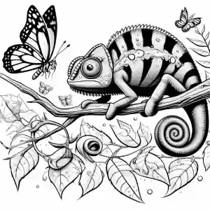 Chameleon hunting coloring page