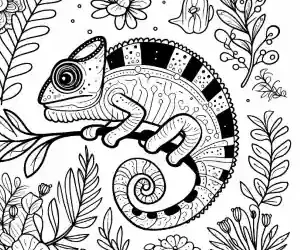 Minimalist chameleon coloring page