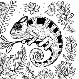 Minimalist chameleon coloring page