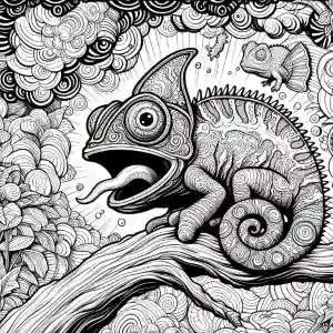 Chameleon sticking out tongue coloring page