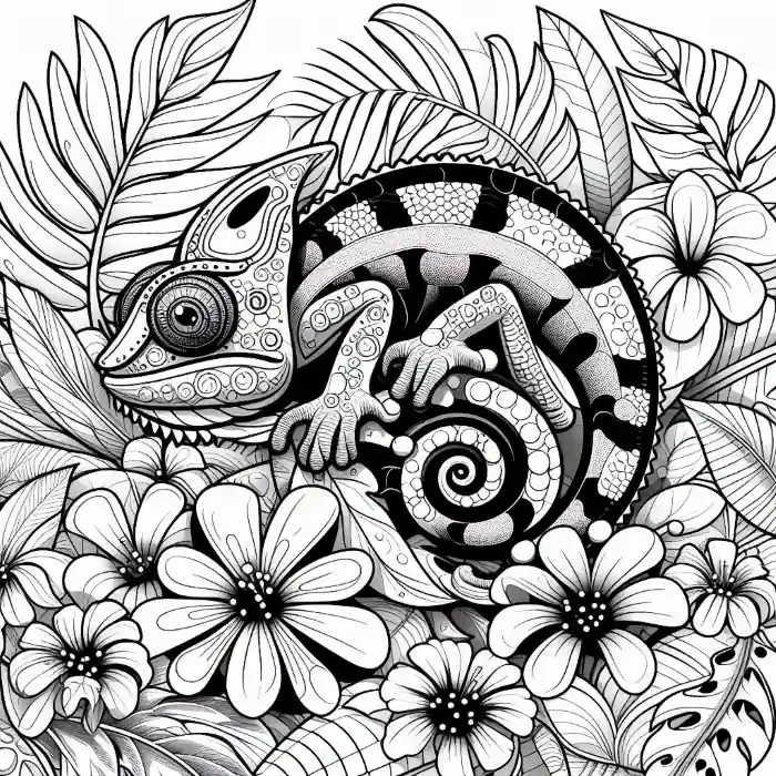 Dibujo de camaleón realista para colorear