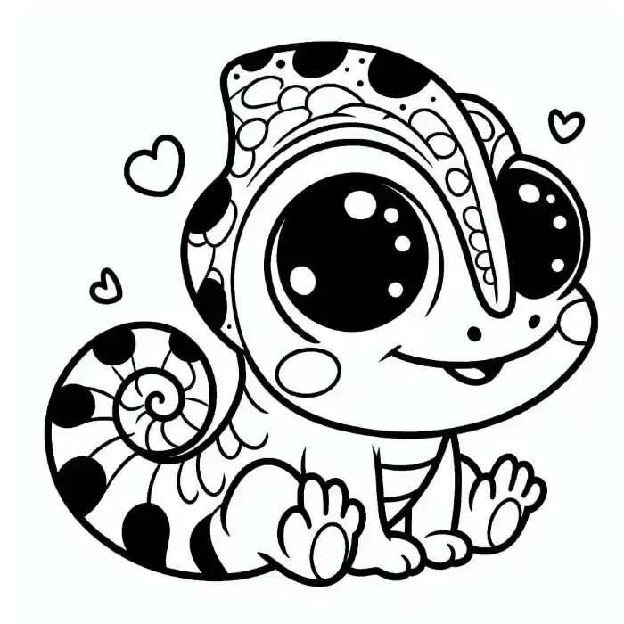 Dibujo infantil de camaleón para colorear