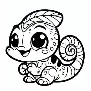 Baby chameleon children's drawing to color