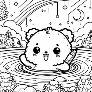 Bear bathing coloring page