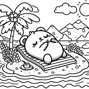 Bear on the beach coloring page