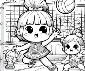 Girls volleyball match drawing to paint