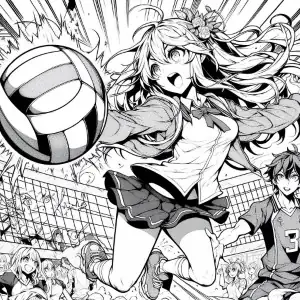 Volleyball anime woman coloring page