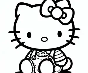 Hello Kitty sitting coloring page