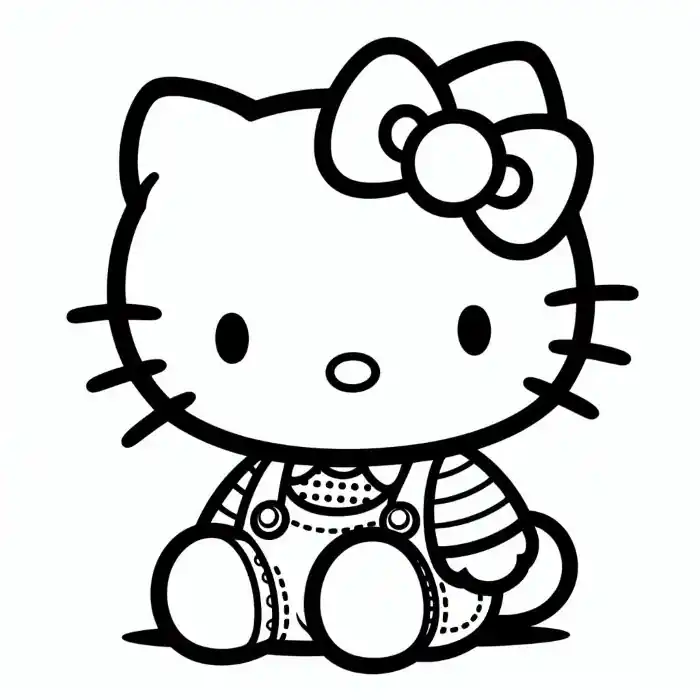 Dibujo de Hello Kitty sentada para colorear