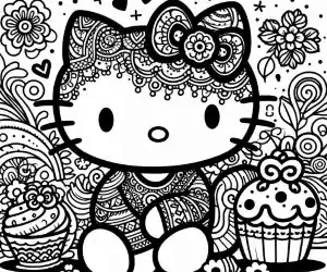 Hello Kitty Dot Art coloring page